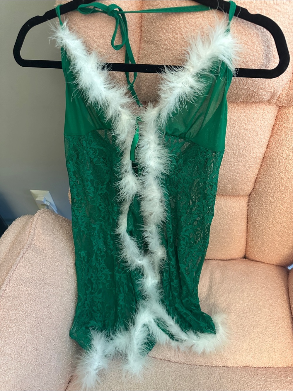 Emerald Lace & Feather-Trim Chemise - Women's Intimates